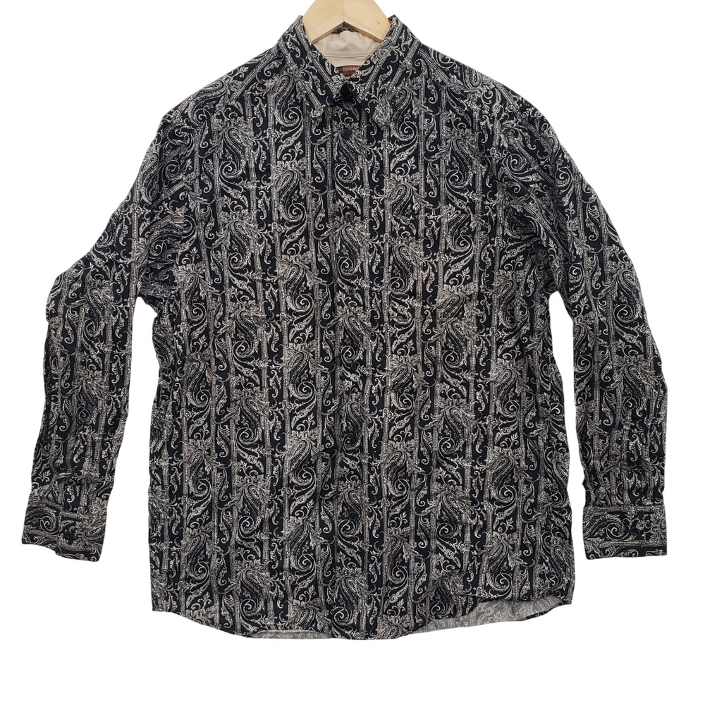 Metro Concepts Mens Large Paisley Print‎ Button Down Long Sleeve Shirt Arsy Boho